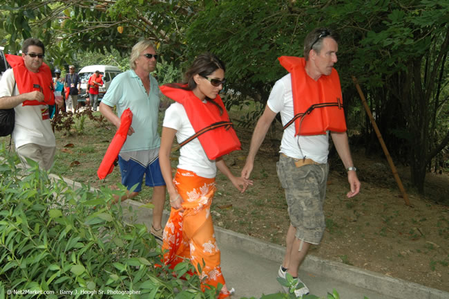 Rafting on the Martha Brae - Virgin Atlantic Inaugural Flight To Montego Bay, Jamaica Photos - Sir Richard Bronson, President & Family, and 450 Passengers - Rafting on the Martha Brae - Tuesday, July 4, 2006 - Negril Travel Guide, Negril Jamaica WI - http://www.negriltravelguide.com - info@negriltravelguide.com...!