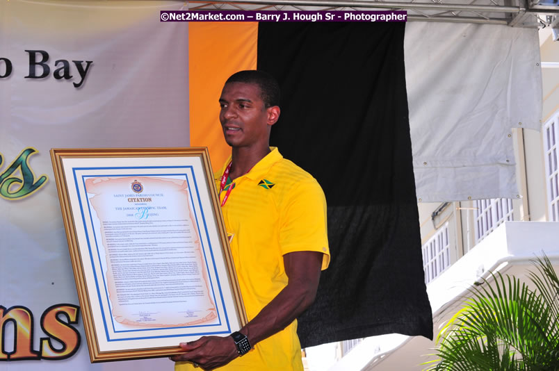 The City of Montego Bay Welcomes Our 2008 Olympians - Western Motorcade - Civic Ceremony - A Salute To Our Beijing Heros - Sam Sharpe Square, Montego Bay, Jamaica - Tuesday, October 7, 2008 - Photographs by Net2Market.com - Barry J. Hough Sr. Photojournalist/Photograper - Photographs taken with a Nikon D300 - Negril Travel Guide, Negril Jamaica WI - http://www.negriltravelguide.com - info@negriltravelguide.com...!