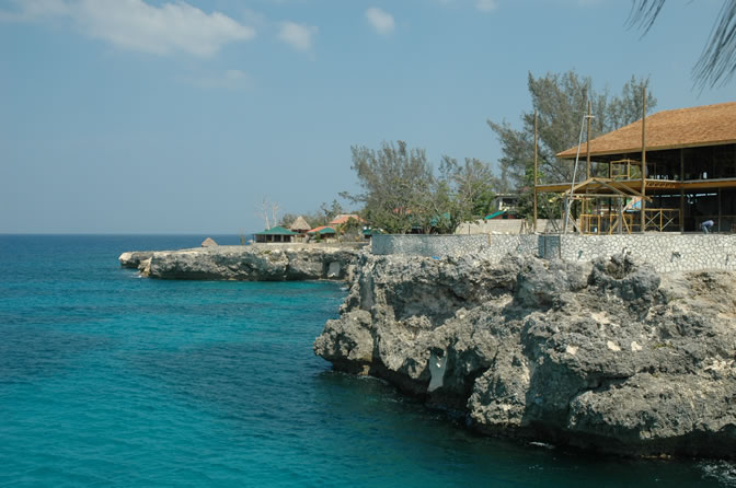 World Famous Rick's Cafe - Negril's West End Cliffs - Rebuilding After Ivan - Negril Travel Guide, Negril Jamaica WI - http://www.negriltravelguide.com - info@negriltravelguide.com...!