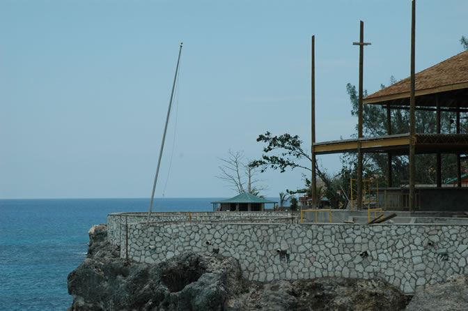 World Famous Rick's Cafe - Negril's West End Cliffs - Rebuilding After Ivan - Negril Travel Guide, Negril Jamaica WI - http://www.negriltravelguide.com - info@negriltravelguide.com...!